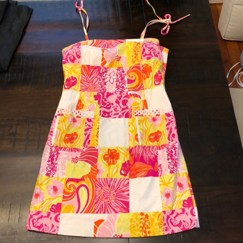 Classic Lilly Pulitzer pink, yellow, orange dress